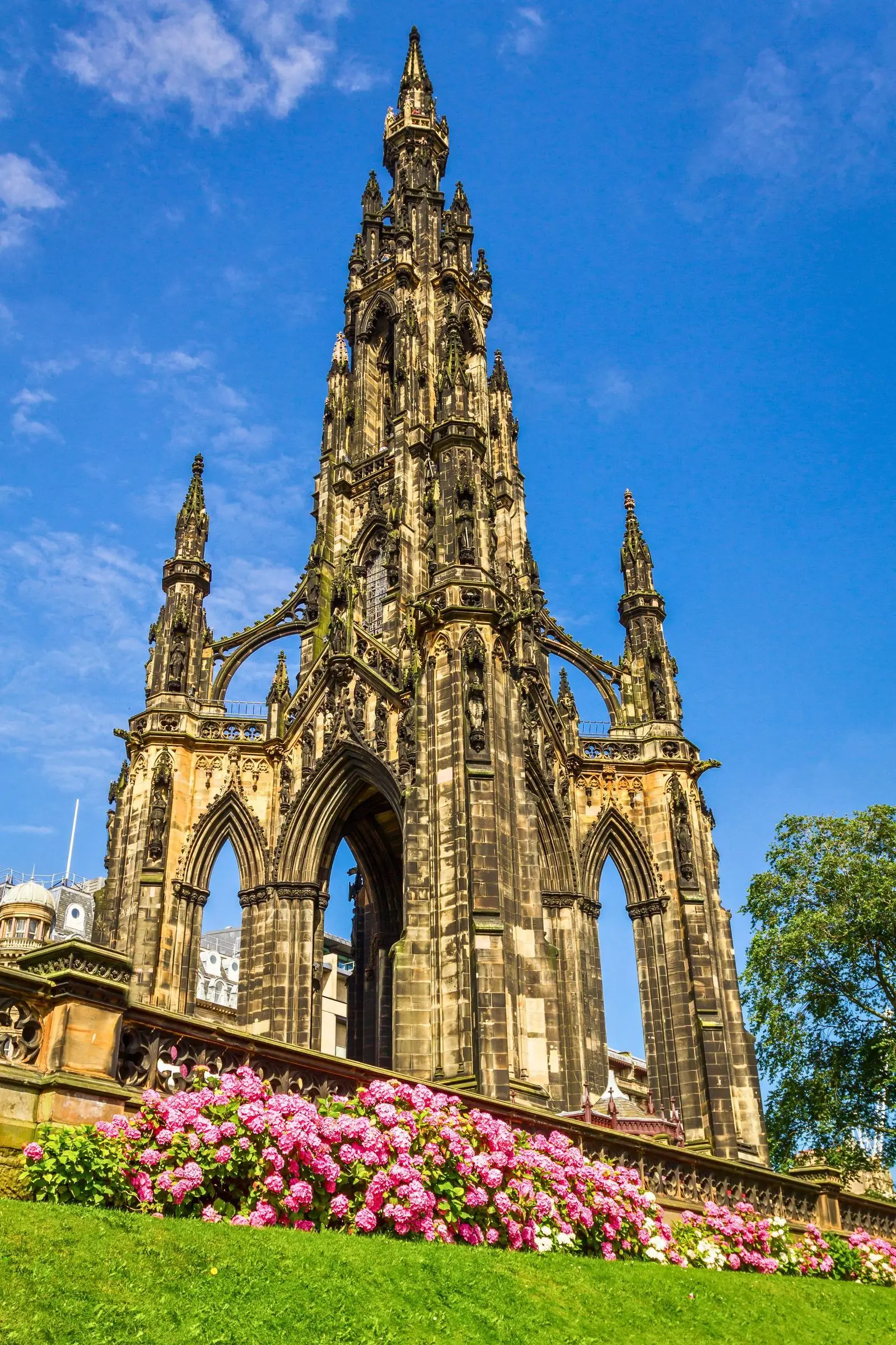 Scott Monument in Edinburgh The gothic spire of the Scott Monument towering over Princes Street Gardens in Edinburgh